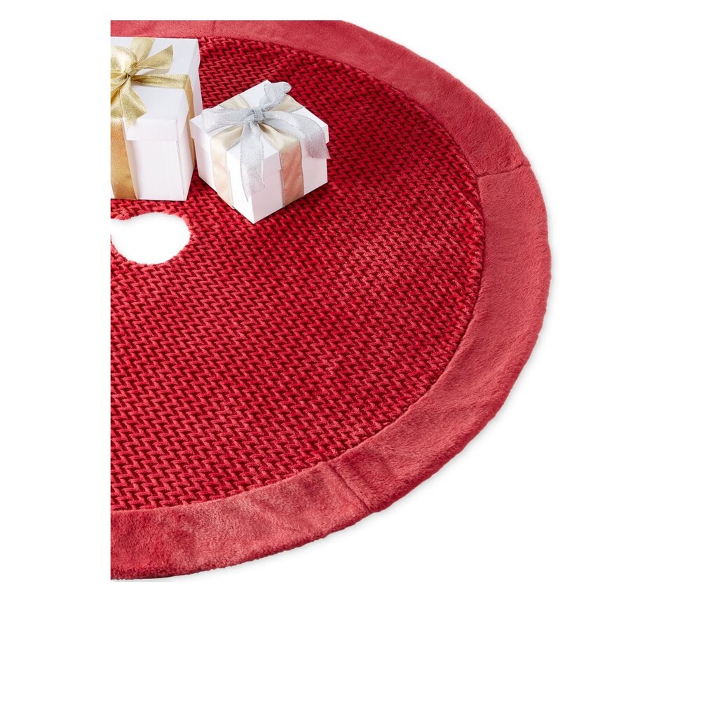 Holiday Lane Red Textured Velvet Christmas Tree Skirt 48"